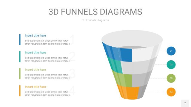 彩色3D漏斗PPT信息图表7