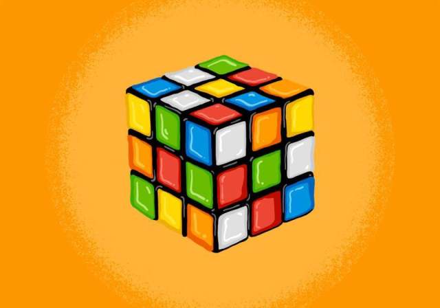 复古rubik＆＃x27; s立方体例证