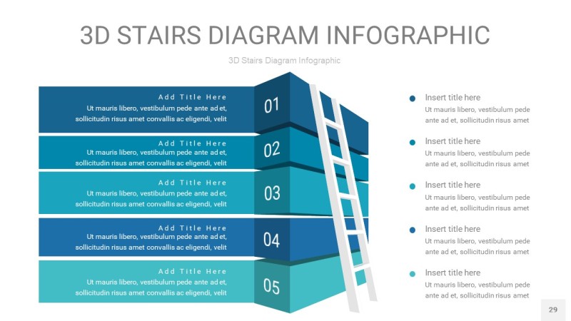 蓝绿色3D阶梯PPT图表29