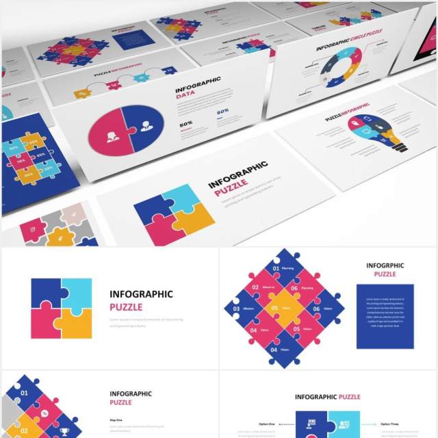 拼图信息图表PPT素材Puzzle Infographic Powerpoint Template