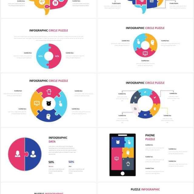 拼图信息图表PPT素材Puzzle Infographic Powerpoint Template