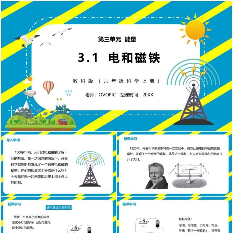 教科版六年级科学上册电和磁PPT模板