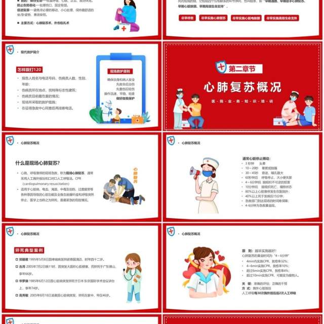 红色卡通风终身学急救救护伴我行PPT模板