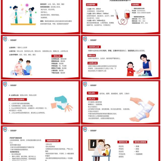 红色卡通风终身学急救救护伴我行PPT模板