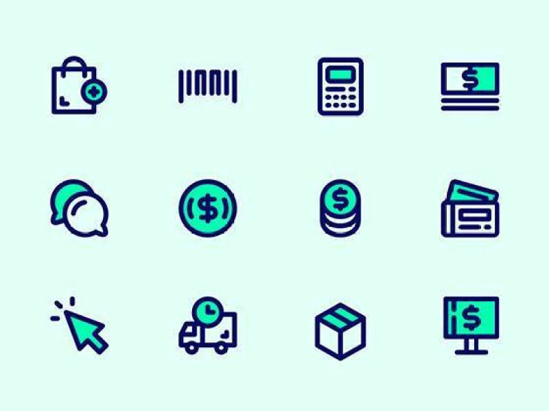 50 枚线性购物图标