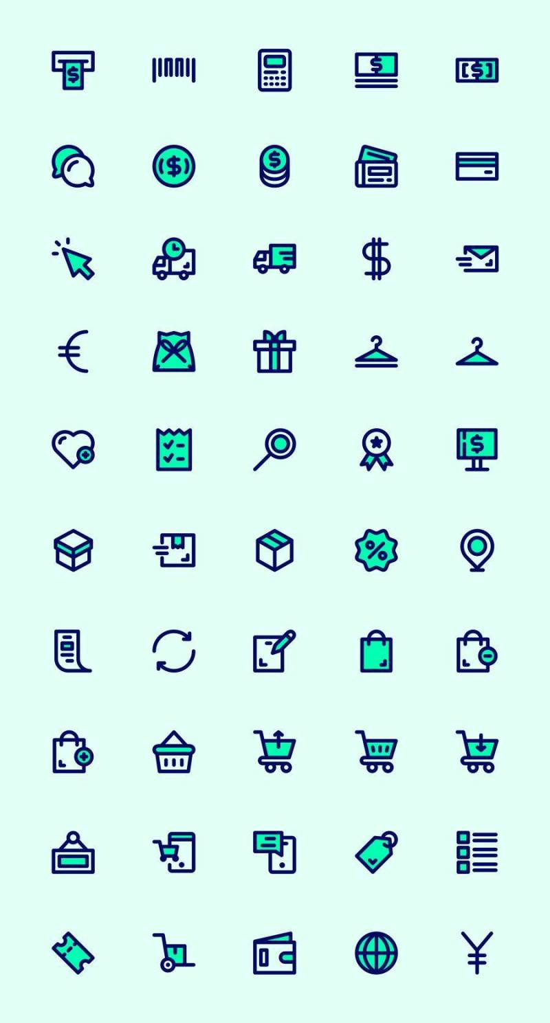 50 枚线性购物图标