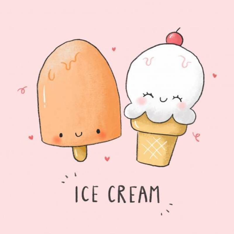 可爱的冰淇淋卡通手绘风格