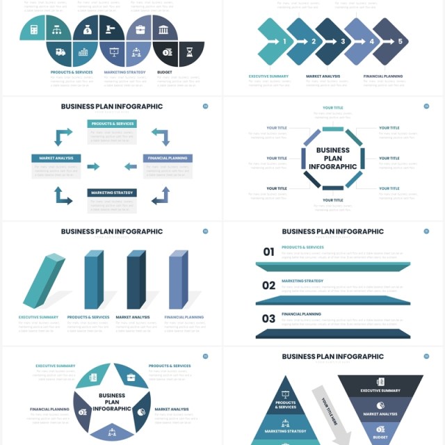 绿色系商业计划信息图表PPT素材模板Business Plan Infographics Slides Template