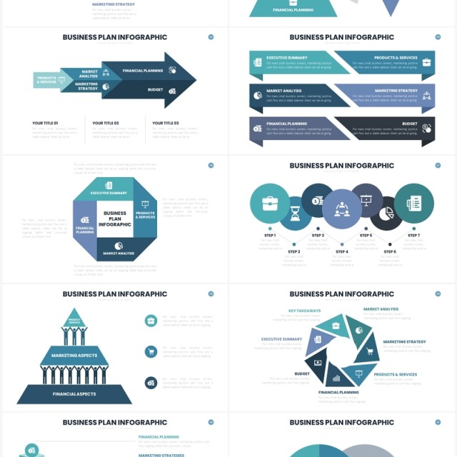 绿色系商业计划信息图表PPT素材模板Business Plan Infographics Slides Template