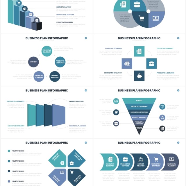 绿色系商业计划信息图表PPT素材模板Business Plan Infographics Slides Template