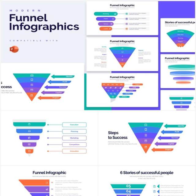 多彩创意漏斗图PPT素材unnel Powerpoint Infographics 多彩创意漏斗图PPT素材unnel Powerpoint Infographics
