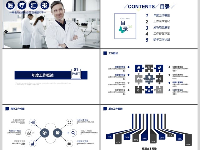2017年蓝色医疗医药医学工作汇报PPT模板