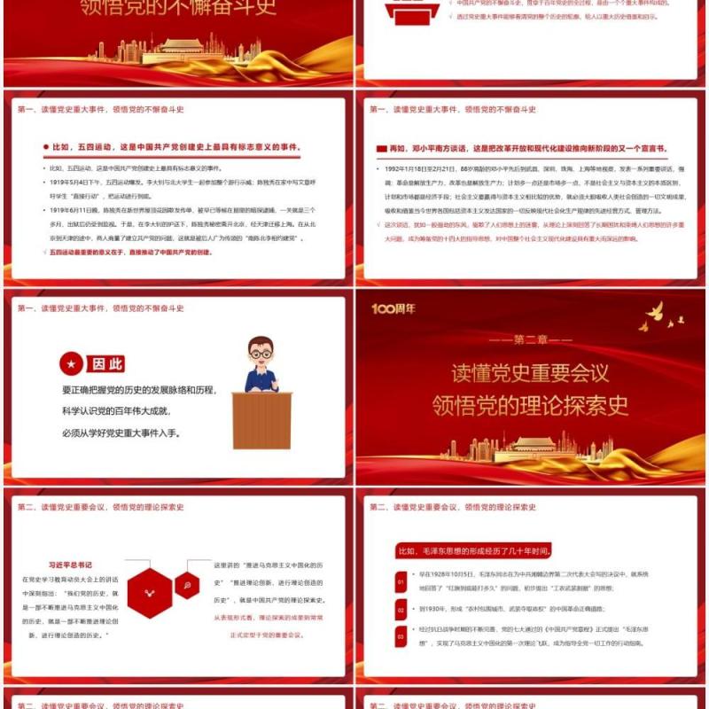 红色党政风从党史四重领悟党的四史PPT模板