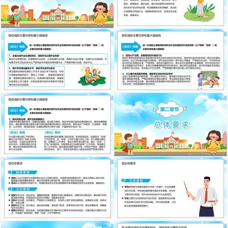 解读教育双减意见汇报PPT模板