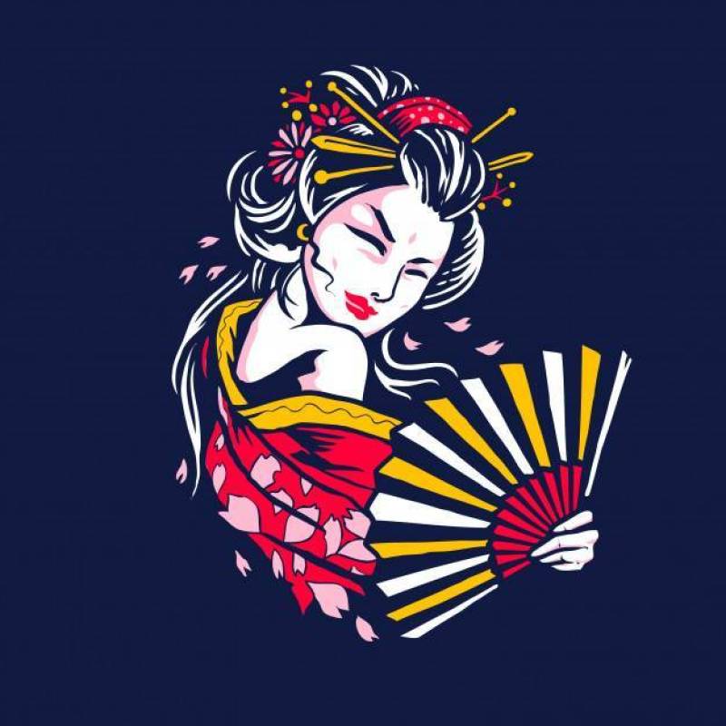 Artistic Japanese Geisha Illustration