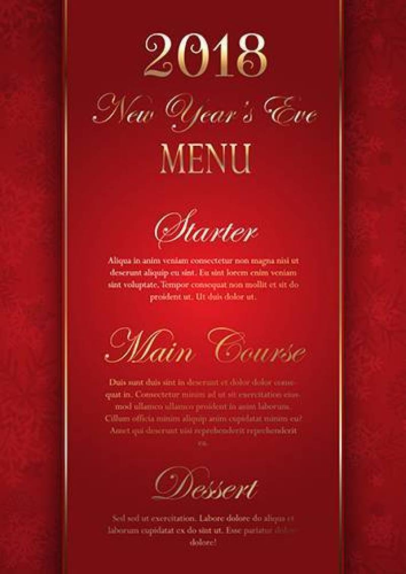 豪华典雅的新年前夕菜单设计