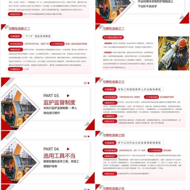 红色商务风十大习惯性违章安全培训PPT模板 红色商务风十大习惯性违章安全培训PPT模板