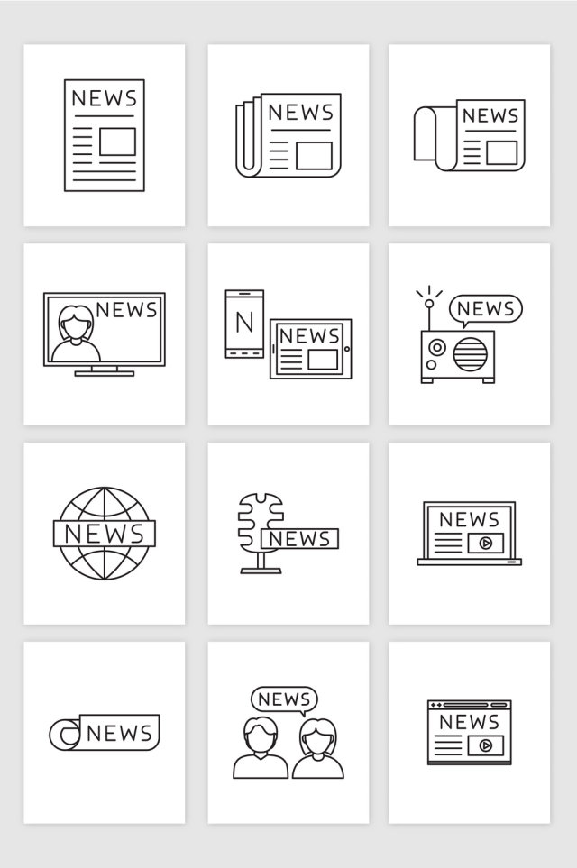 矢量线条媒体新闻报纸