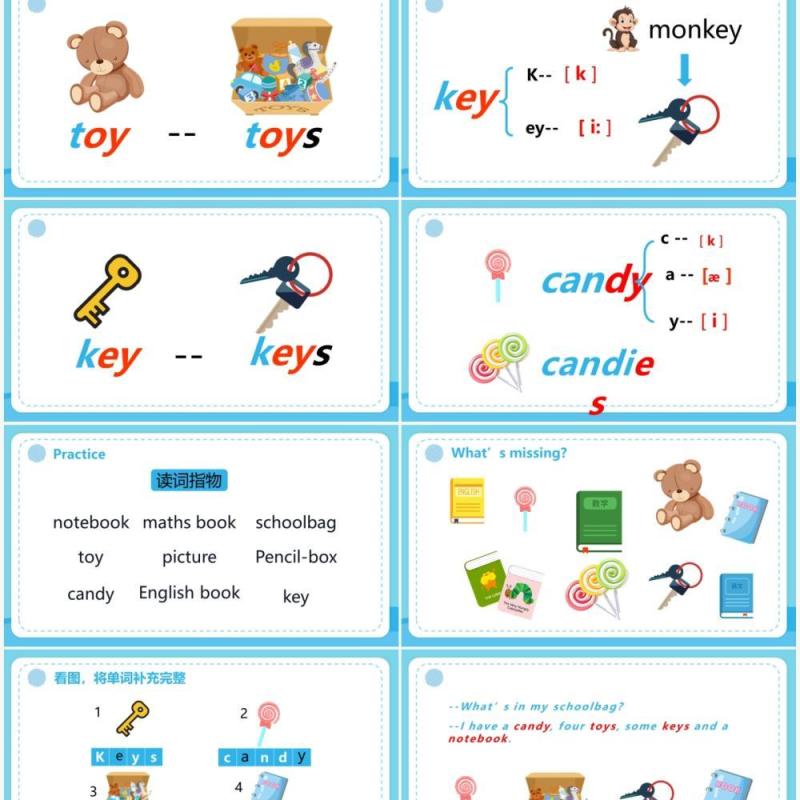 部编版四年级英语上册My shoolbag第一课时PPT模板