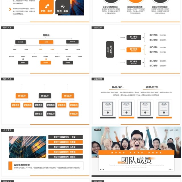 橙色商务风企业团队介绍PPT模板