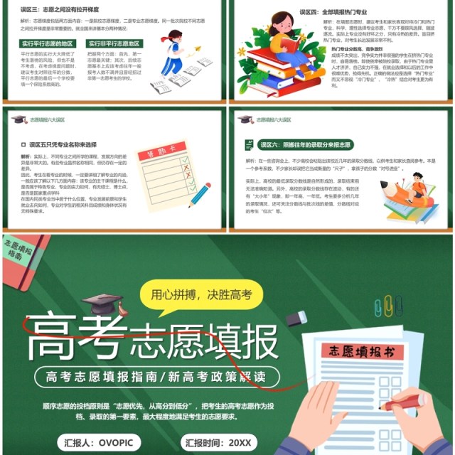 绿色卡通风高考志愿填报指南PPT模板 绿色卡通风高考志愿填报指南PPT模板
