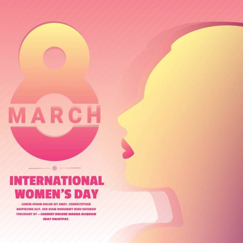 国际妇女`s天与文本和美丽的女人剪影矢量图