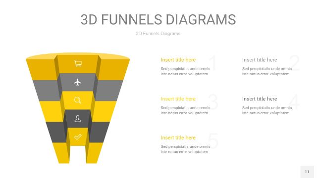 黄灰色3D漏斗PPT信息图表11