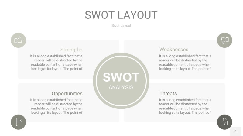 灰色SWOT图表PPT5