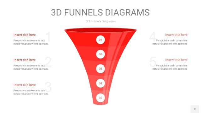 红色3D漏斗PPT信息图表3