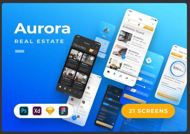 房地产用户界面工具包Aurora - Real Estate iOS UI Kit 房地产用户界面工具包Aurora - Real Estate iOS UI Kit