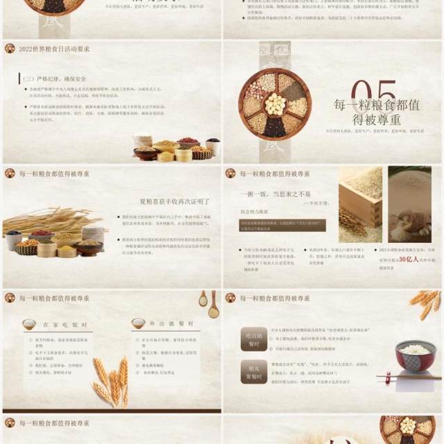 棕色简约风世界粮食日介绍PPT模板 棕色简约风世界粮食日介绍PPT模板