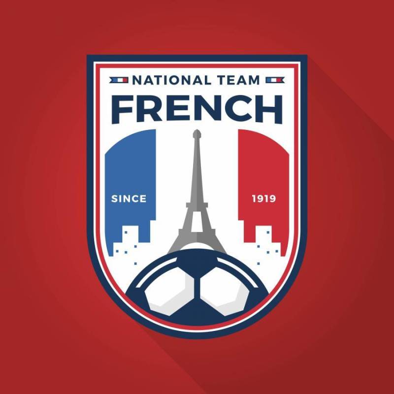 平现代法国足球徽章世界杯与红色背景矢量图