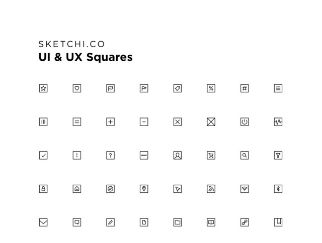 任何应用程序界面的标准图标，UI和UX Squares