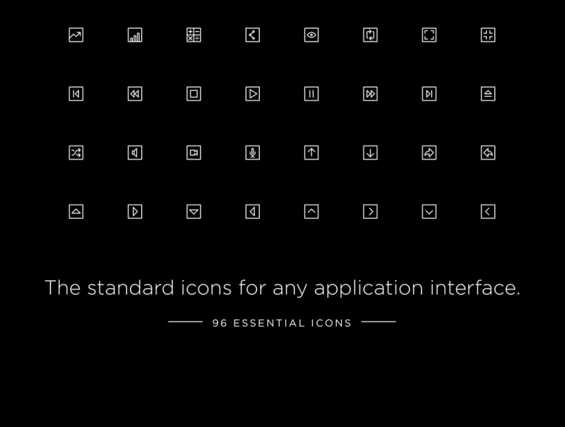任何应用程序界面的标准图标，UI和UX Squares