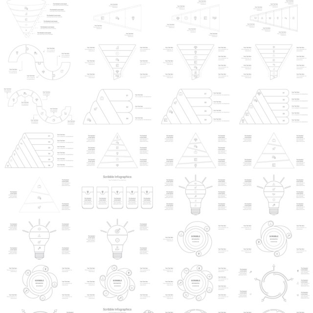 190页简洁涂鸦多用途信息图表PPT模板Scribble Infographics