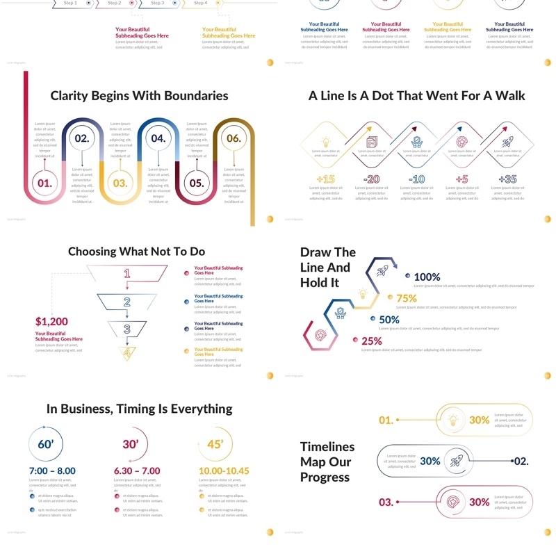 线形信息图表PPT模板Line Infographic