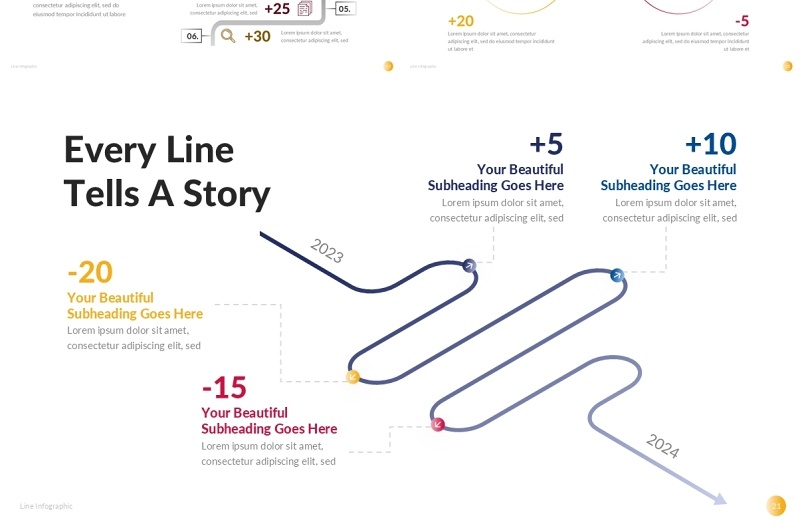 线形信息图表PPT模板Line Infographic