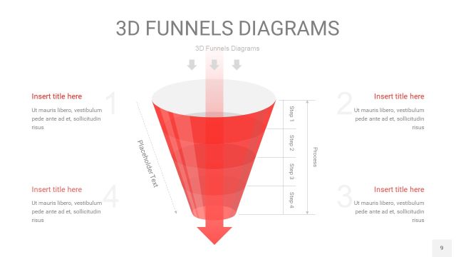 红色3D漏斗PPT信息图表9