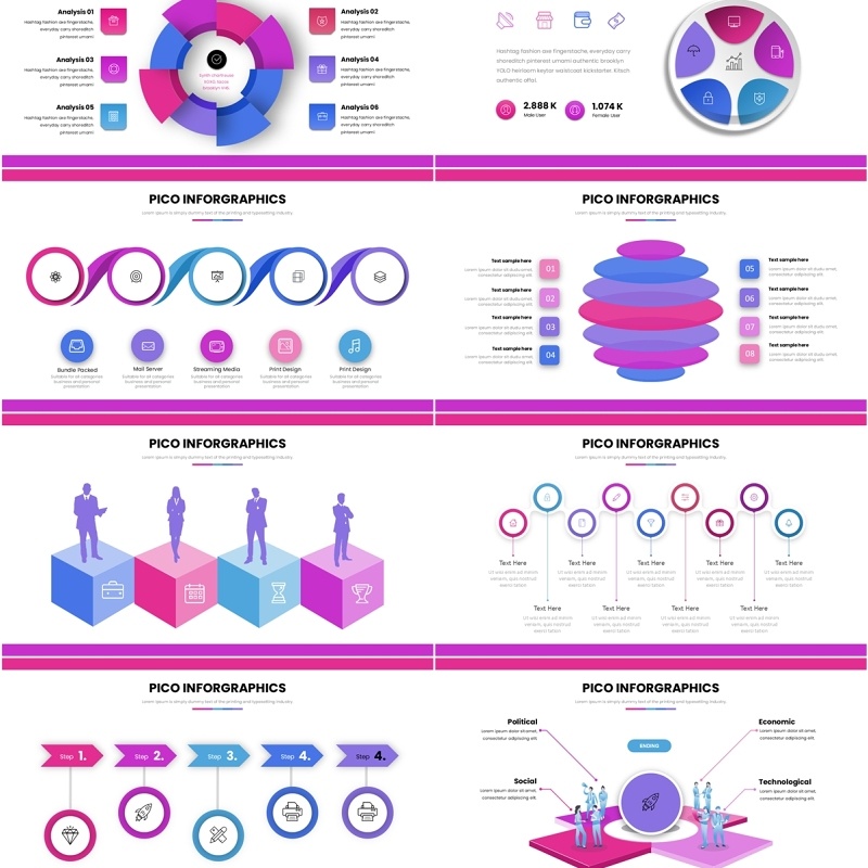信息图表PPT模板素材Pico Infographic 4