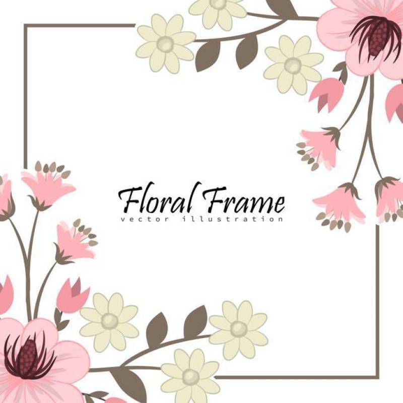 与花的葡萄酒框架