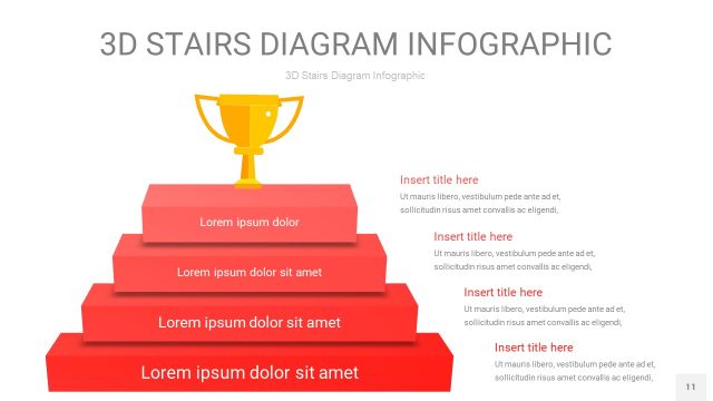 红色3D阶梯PPT图表11