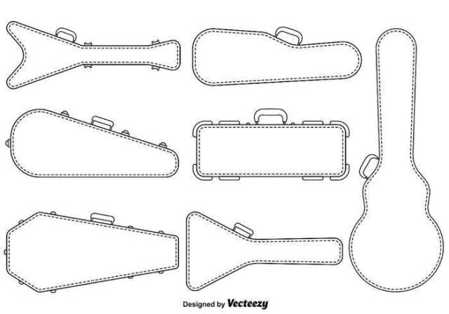 矢量吉他案例线样式图标集