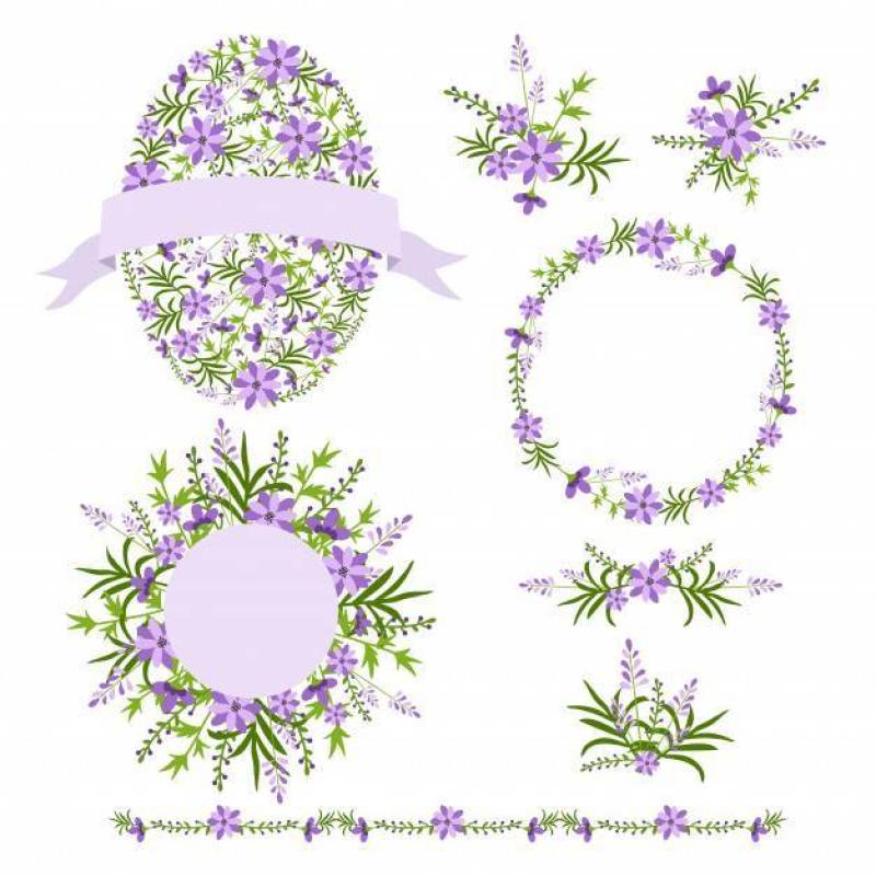 Wreaths and bouquets floral set.