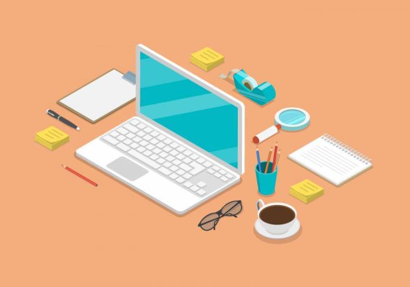 平的等距工作区背景图