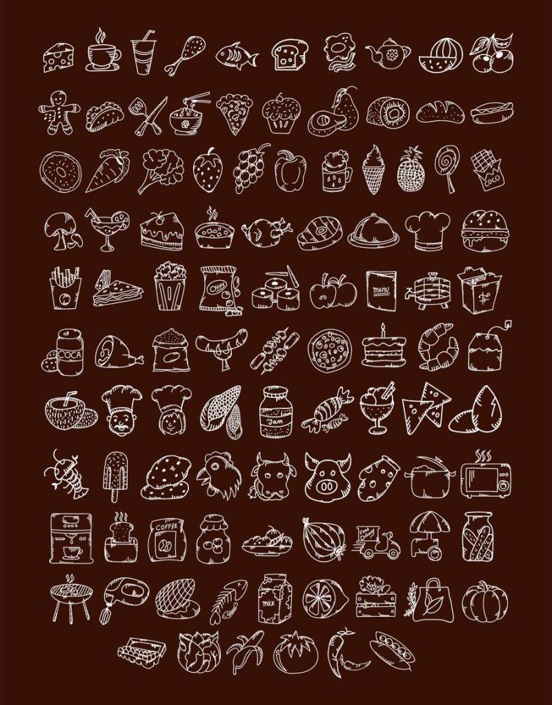 100 枚手绘食物图标