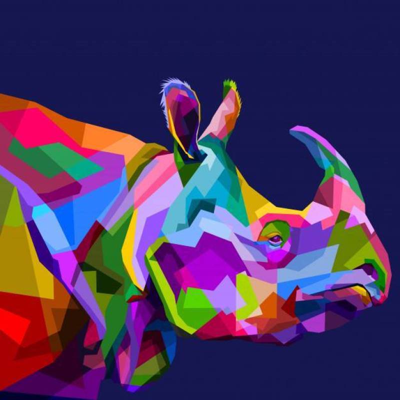 在流行艺术的五颜六色的犀牛
