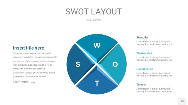 铁蓝色SWOT图表PPT15