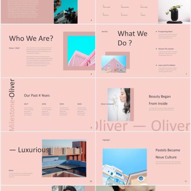 时尚简约图片排版设计摄影集展示PPT模板Oliver Powerpoint