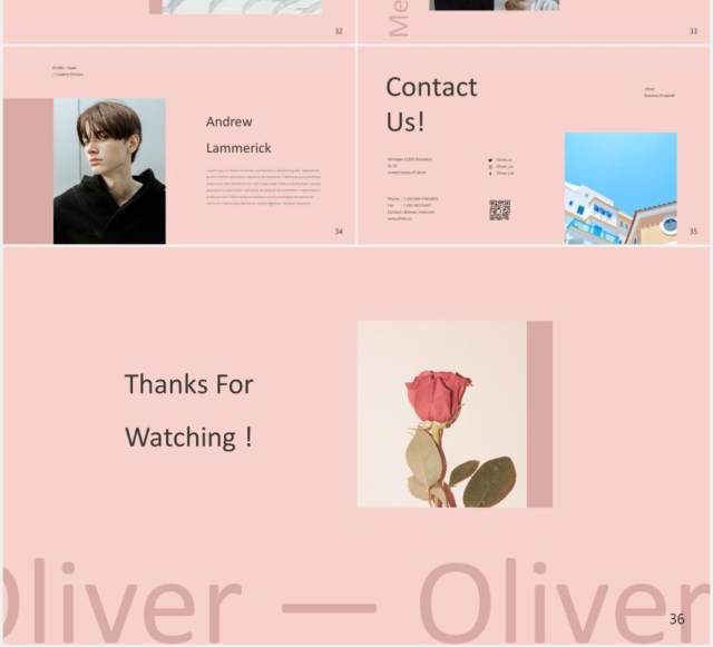 时尚简约图片排版设计摄影集展示PPT模板Oliver Powerpoint