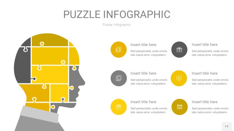 灰黄色拼图PPT图表11